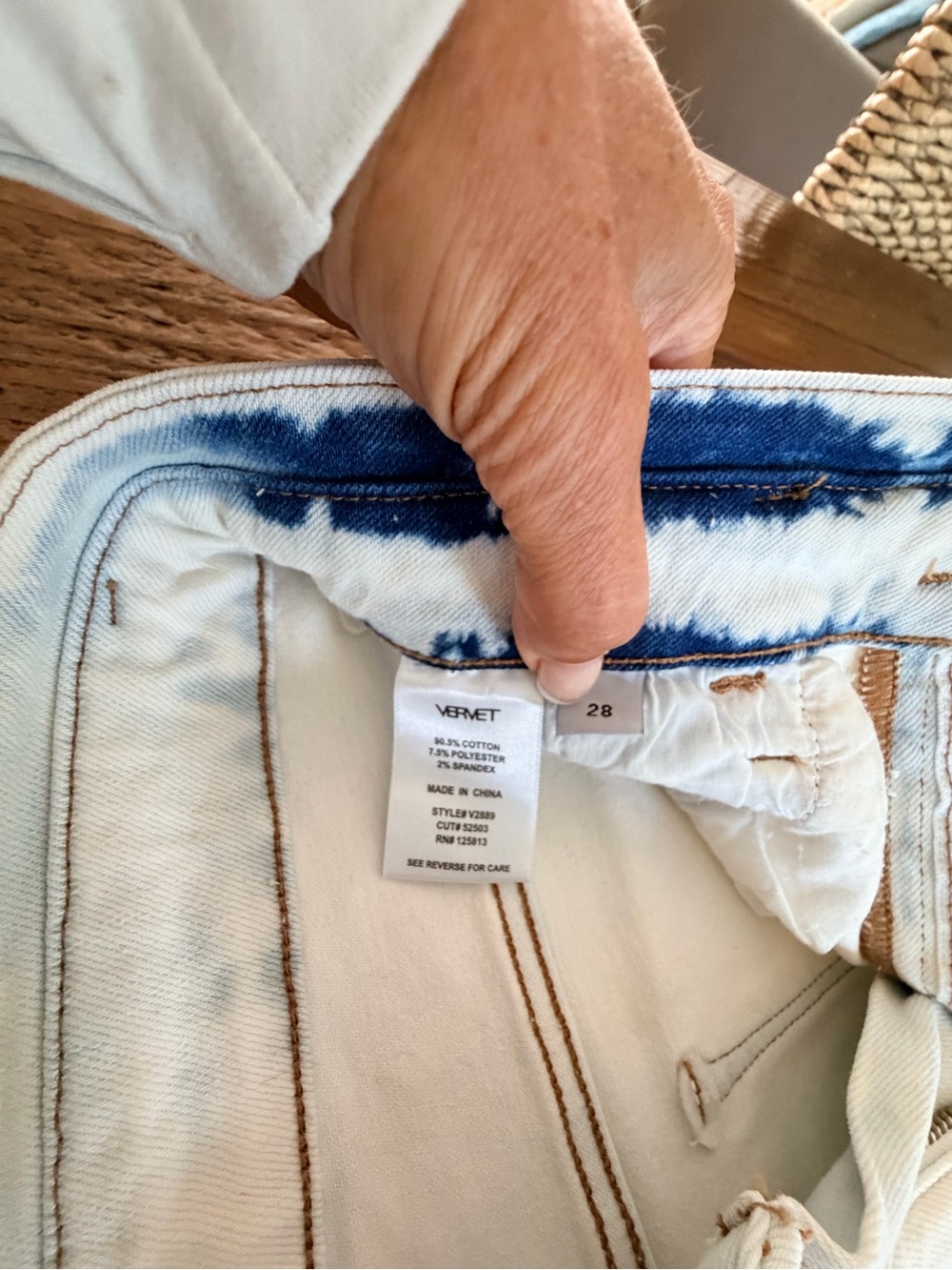 White vervet high rise Flared Women's Jeans Distressed 28 - Picture 2 of 11